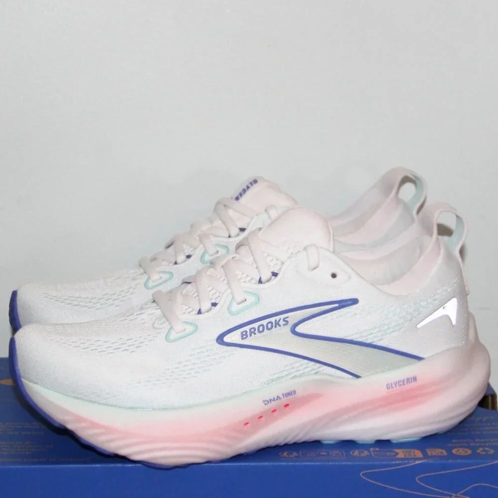 Brooks Glycerin 22 Running Shoes Womens 7 D 9.5 B White Pink Blue - Picture 2 of 7
